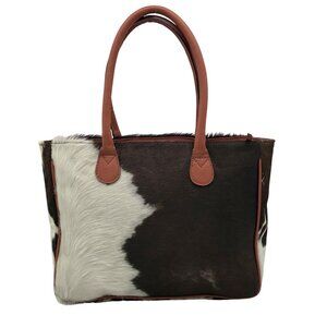 Unbranded Brown & Cream Faux Fur Tote Bag